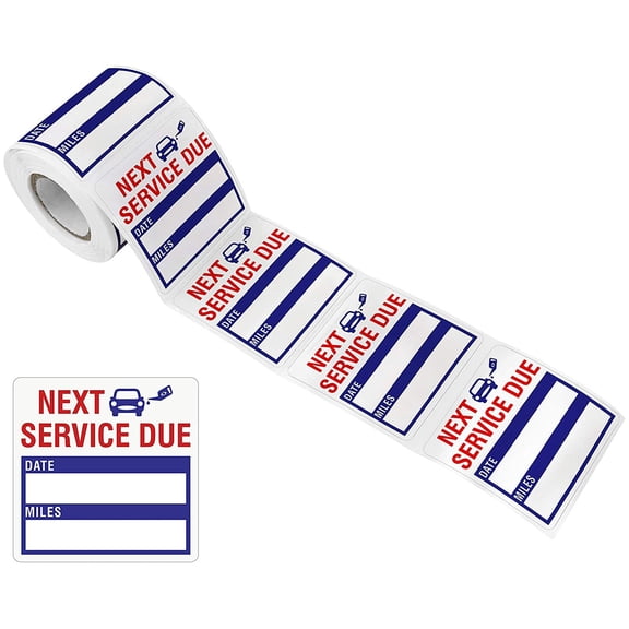 300 Count Removable Stickers in Roll with Perforation Line Next Service Due Stickers 2x2in & Write
