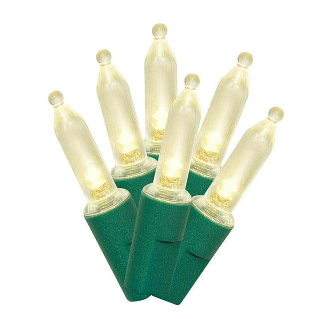 300Count Warm White LED Mini Christmas Lights with Green Wire, 61.3