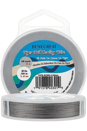 300-Feet 7-Strand Beading Wire 0.018inch/ 0.46mm Tiger Tail Bead Stringing Wire for Jewelry Making Threading Necklace Bracelet Crafts DIY Stainless Steel Color