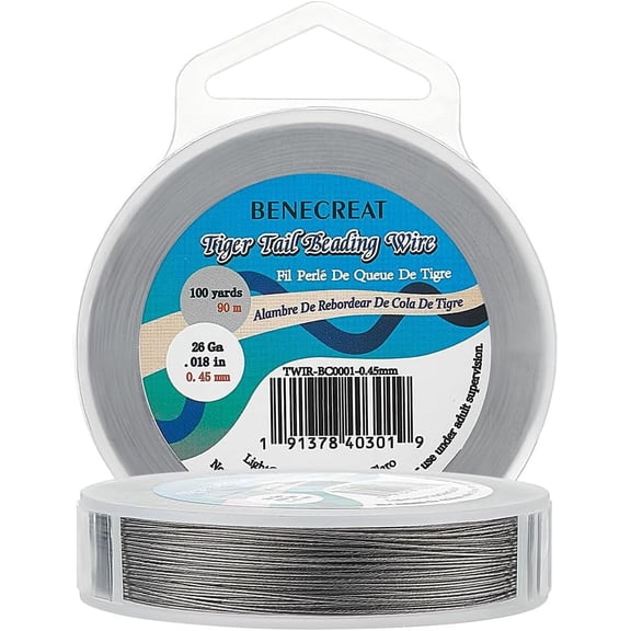 300-Feet 7-Strand Beading Wire 0.018inch/ 0.46mm Tiger Tail Bead Stringing Wire for Jewelry Making Threading Necklace Bracelet Crafts 1roll
