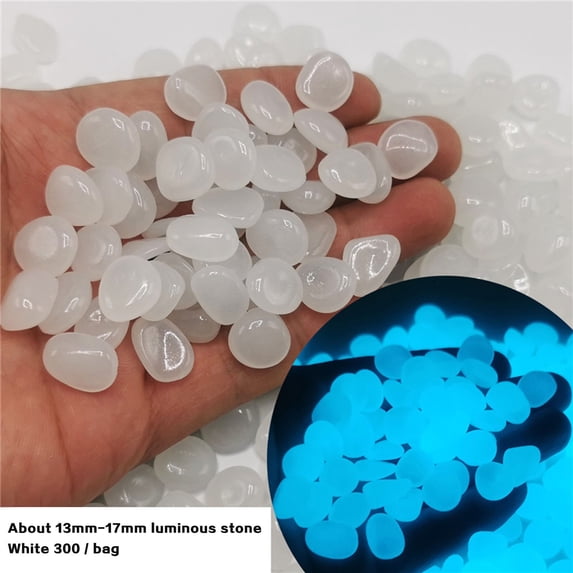 300 Glow-In-The-Dark Stones for Decorating Gardens and Aquariums,Glow In The Dark Pebbles Luminous Stones Rocks for Garden Aquariums Decor 300Pcs