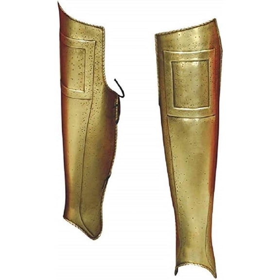 300" Greaves Greek Leg Armor - Official Replica - Brass Antiqued - One Size Golden