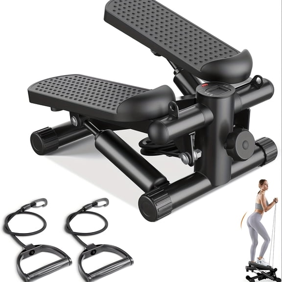300 LBS Capacity Mini Twist Stair Stepper with Resistance Bands, Compact Portable Full Body Workout Fitness Exercise Machine for Home Indoor Cardio Training