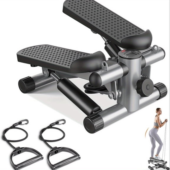 300 LBS Capacity Mini Twist Stair Stepper with Resistance Bands, Compact Portable Full Body Workout Fitness Exercise Machine for Home Indoor Cardio Training