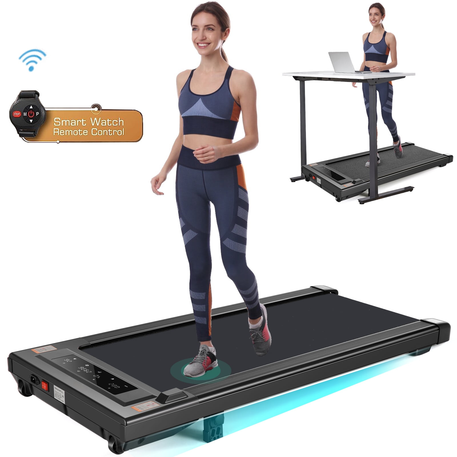 300 LBS Under Desk Treadmill— 2.5HP ADNOOM Treadmill with Incline