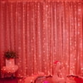 thumbnail image 1 of 300 LED Fairy Curtain Lights, 9.8ft x 9.8ft Curtain String Lights, USB Plug in 8 Lighting Modes Christmas Decoration, Hanging Lights with Remote for Bedroom Indoor Weddings Dorm Red, 1 of 3