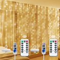 thumbnail image 1 of 300 LED Fairy Curtain Lights, 9.8ft x 9.8ft Curtain String Lights, USB Plug in 8 Lighting Modes LED Christmas String Hanging Lights with Remote for Bedroom Indoor Outdoor Weddings Party Xmas, 1 of 9