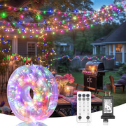 300 LED Garden Fairy String Lights, Outdoor 128FT Waterproof Twinkle Lights, Color Changing String Lights, 11 Lighting Modes, Timing, Christmas Decoration-Multicolor to Cold White