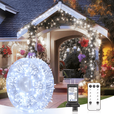 300 LED Garden Lights, 128FT Outdoor Waterproof String Lights with Remote, Timer & Memory Function & 8 Modes, Twinkle Lights Plug in for Christmas Tree, Patio, Outside, Indoor, Cold White