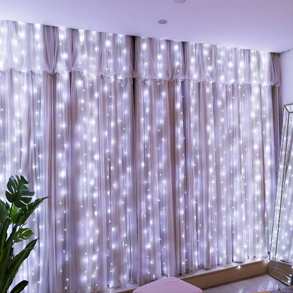 300 LED Light Curtain 3 M X 3 M USB Lights Curtain With 8 Modes Remote Control Adjustable Brightness Bedroom Window Indoor Outdoor