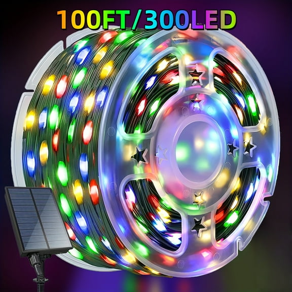 300 LED Solar Fairy Lights Outdoor 100ft - IP44 Waterproof, 8 Modes, Durable Copper Wire for Christmas Decorations in Garden, Patio, Yard & Parties