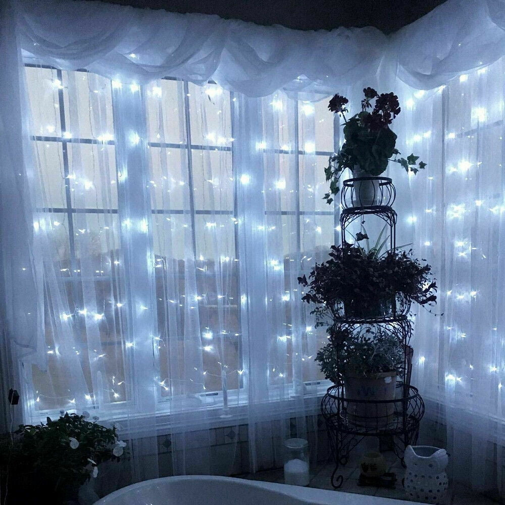 300 LED Window Curtain String Light Wedding Party Garden ,White Light
