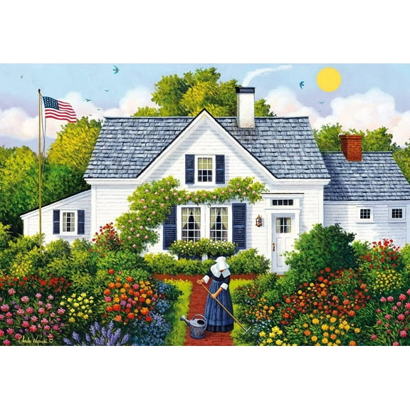 300 Large Piece Jigsaw Puzzle - Charles-Wysocki - Elizabeth's Garden - Fun Puzzle Educational Family Game Toys Adults Home Decoration Colorful Puzzle Gifts