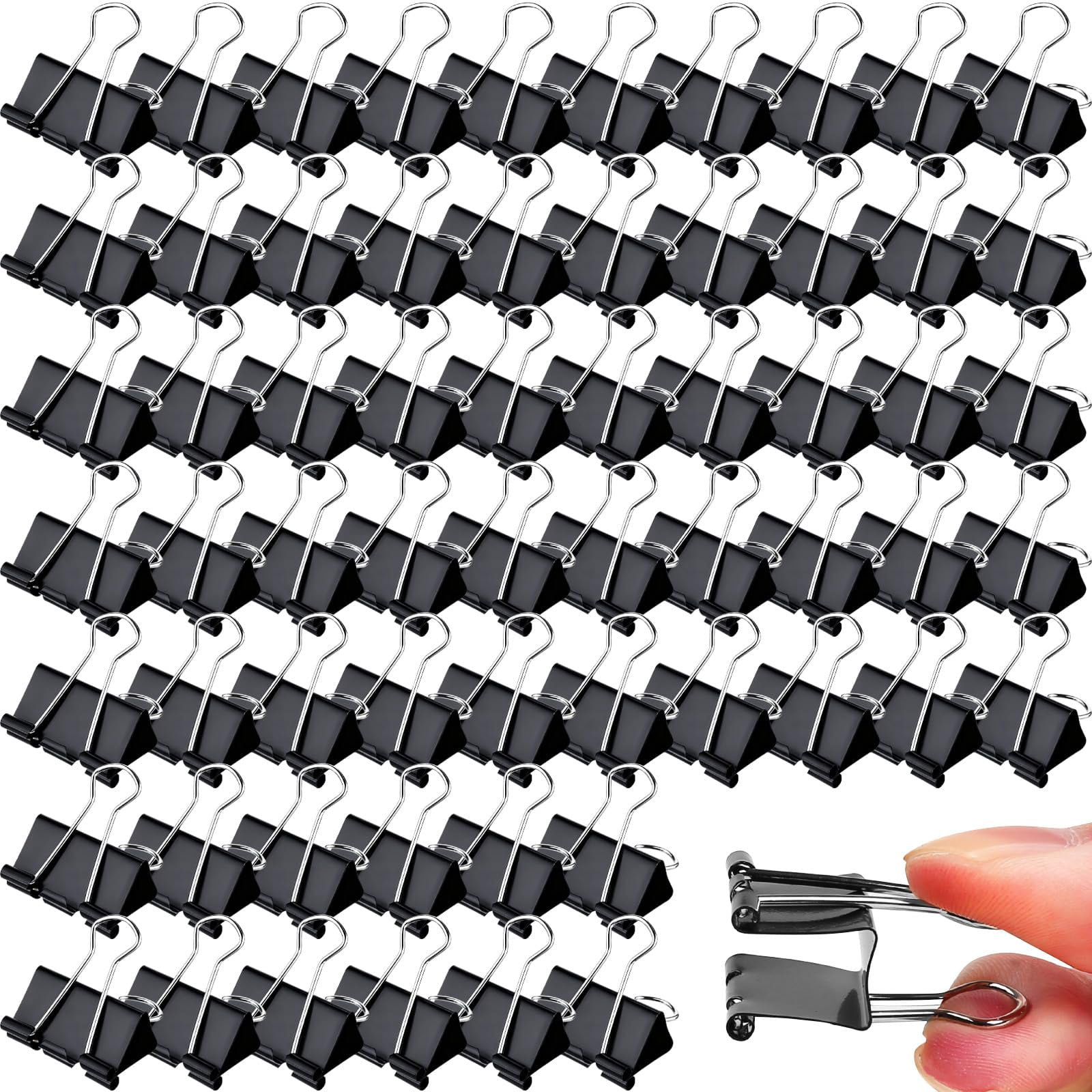 300 Medium Binder Clips Bulk 1.25 Inch Heavy Duty Paper Clamps Black Metal Binding Med Office Supplies For Teachers Business