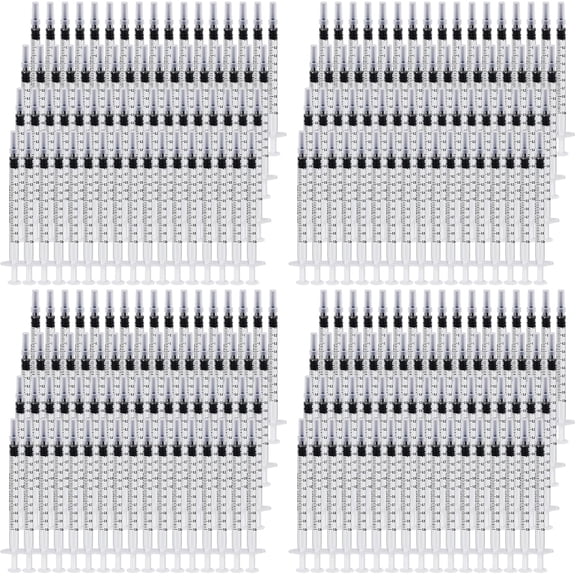 300 PCS 1ml Syringe Bulk with Cap,1cc Plastic Small Syringes with Cover, Liquid Measuring Syringe, Syringes Tools for Scientific Labs, Feeding Small Pets, Oil or Glue Applicator-Individually Sealed