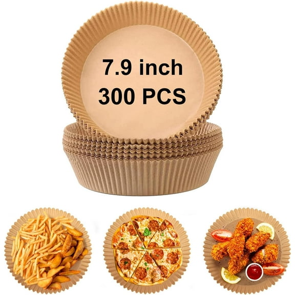 300 PCS 7.9 Inch Round Air Fryer Baking Paper Liners, Non-Stick Parchment Paper Liners for 5-8QT Airfryer Microwave Oven Frying Pan