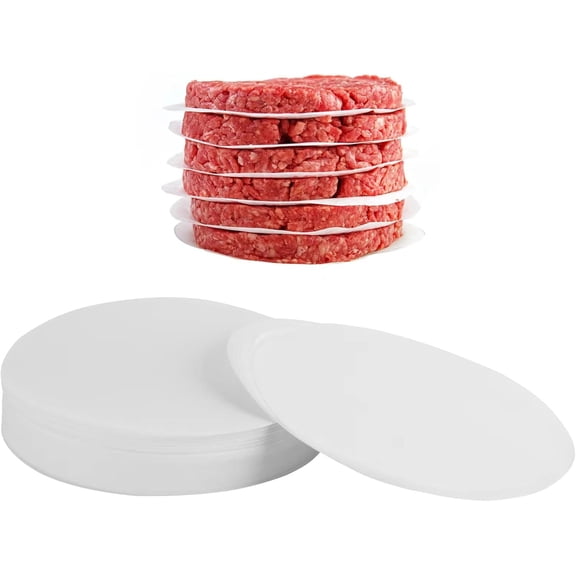 300 PCS 9.5 Inch Hamburger Patty Paper White Parchment Paper Rounds Non-Stick Food Grade Burger Paper Sheets for Preparing and Storaging Patties Bakings and More