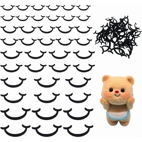 300 PCS Felt Mouth for Dolls 5 Sizes Black Felt Mouth Felt Craft Doll Mouths Safety Felt Mouth for Crafts Puppet Teddy Bear Crochet Plush Animals DIY Making Accessories