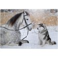 thumbnail image 1 of 300 PCS Jigsaw Puzzles Artwork Gift for Adults Teens, 10.6"x 15.5" Dog Sits Next to The Horse Wooden Puzzle Games, 1 of 7
