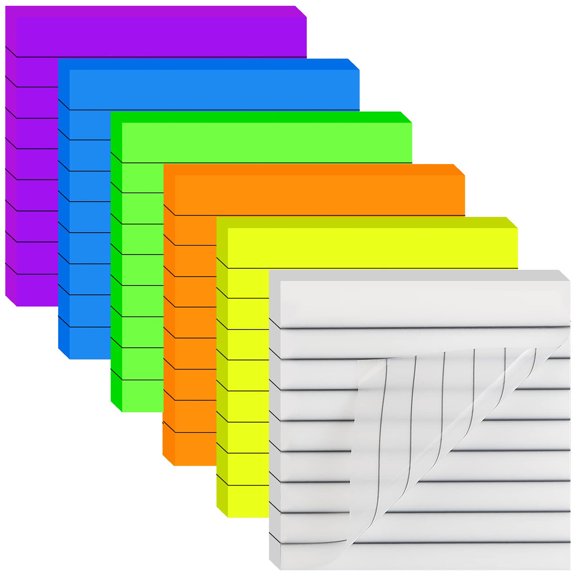 300 PCS Lined Transparent Sticky Notes, 3x3 Inch 6 Colorful Clear See Through Translucent Self-Adhesive Post Memo Reminder Tabs with Line for Office Woman Classroom Supplies