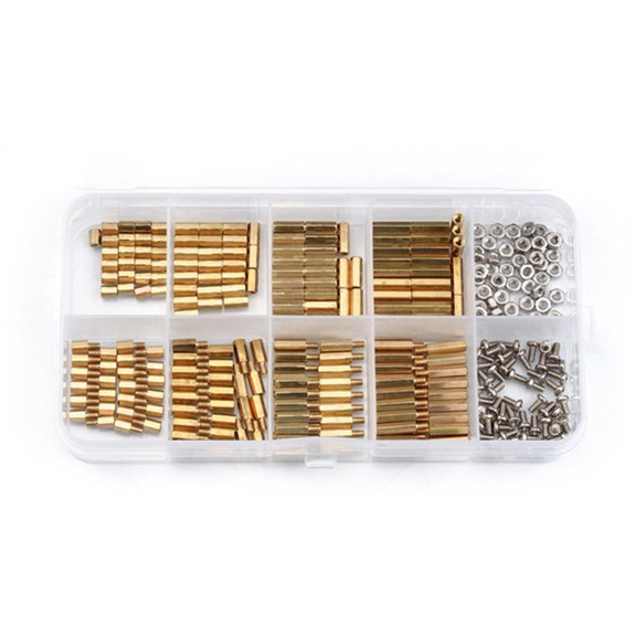 300 PCS M2 Hex Brass Copper Pillar Stand Off Hex Column Spacer Screw Nut Fastener Tool set For machine automobile kit
