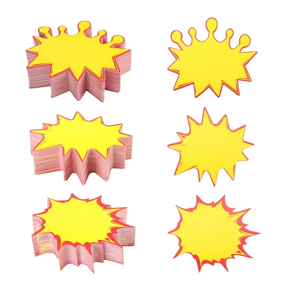 300 PCS Sale Signs for Retail Store Price Tags, DSIOHFEI 4.3 X 4 inch Fluorescent Starburst Signs for Retail Sale, Blank Star Shape Yard Garage Sale Signs for Real Estate Party Favors(3 Styles)
