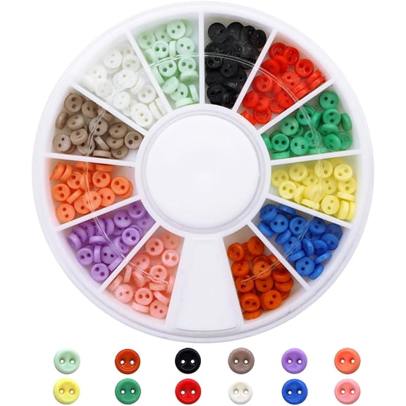 300 PCS Tiny Resin Buttons 3mm(1/8") 2 Hole Mini Resin Round Button for Tiny Clothing Sewing Accessories DIY Hand Sewing AIDS mini Clothes (12 Colors mixed/300 PCS, 3mm(1/8"))