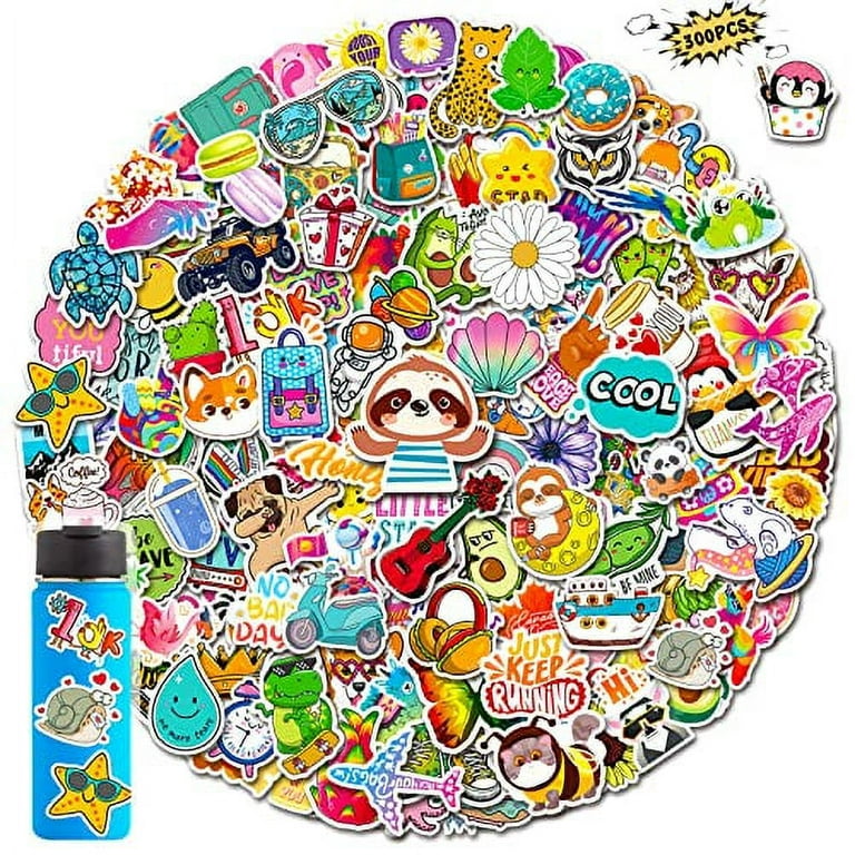 5-100 Summer Water Bottle Stickers Laptop Stickers Waterproof Vinyl  Stickers Aesthetic Stickers Cute Funny Stickers 100 Stickers Pack 