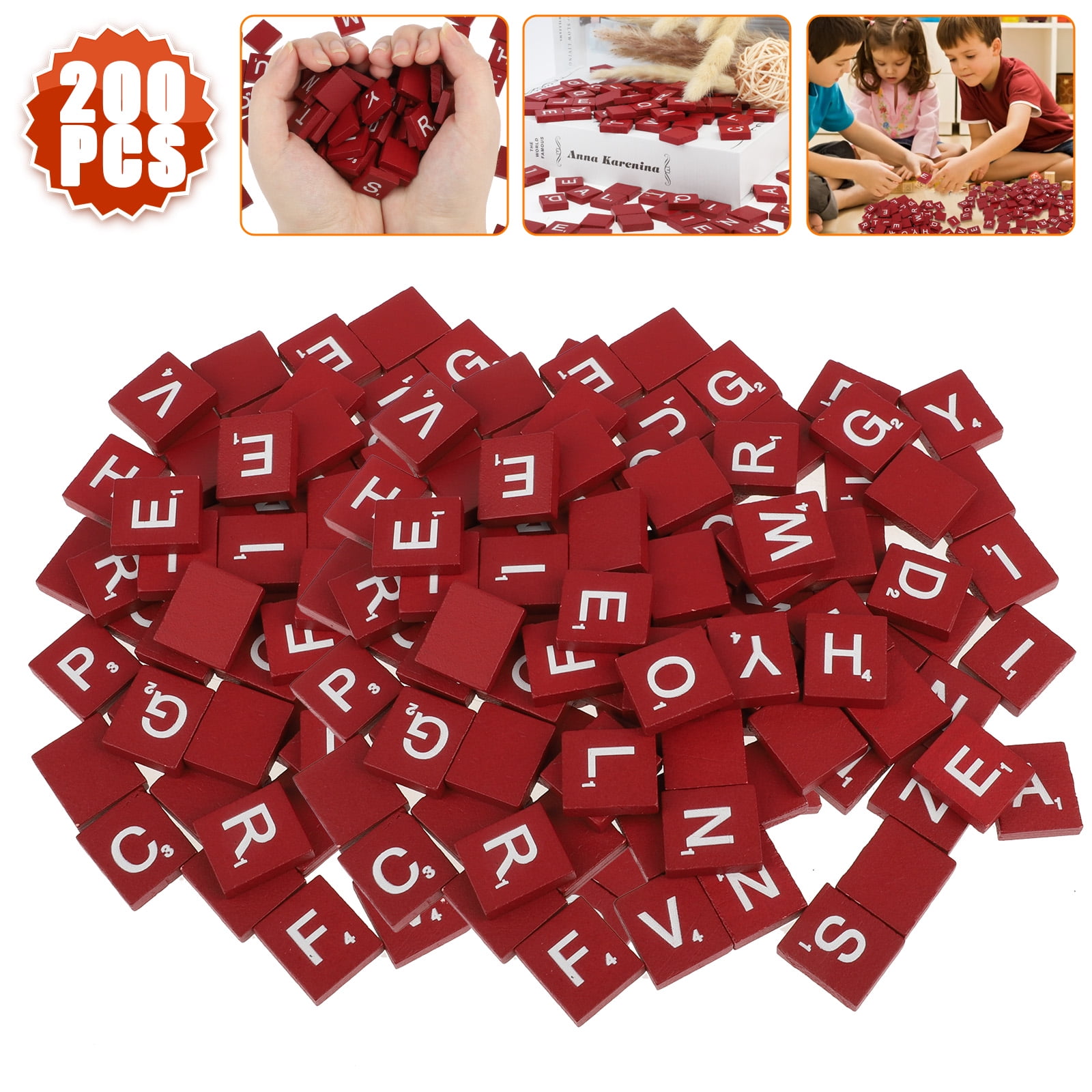 300 PCS Wood Scrabble Tiles Replacement Wooden Alphabet Pick Letters