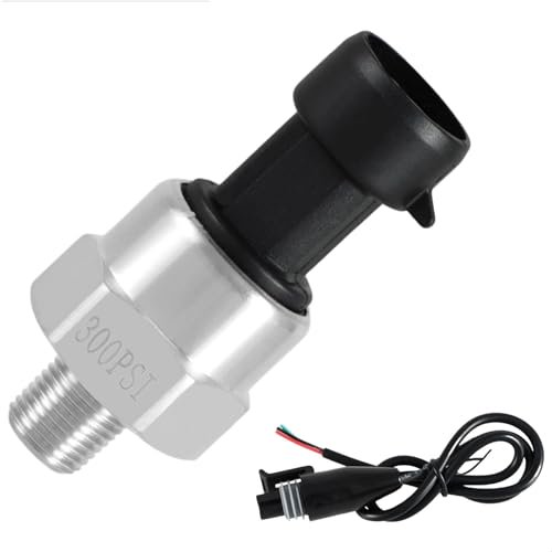 300 PSI Pressure Transducer Sensor with Connector Harness, 1/8"NPT Thread Stainless Steel Pressure Transmitter for Oil Fuel Water Air