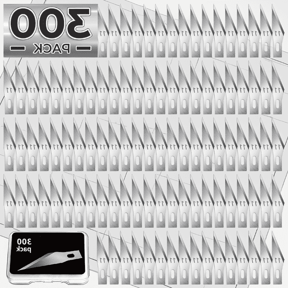 300-Pack #11 Knife Blades, High Carbon Steel Fine Point Replacement Blades with Storage Case