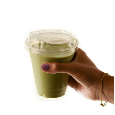 [300 Pack] 14 oz Cups | Iced Coffee Go Cups and Sip Through Lids | Cold Smoothie | Plastic Cups with Sip Through Lids | Clear Plastic Disposable Pet Cups | Ideal for Parfait, Juice, Soda, Party Cups