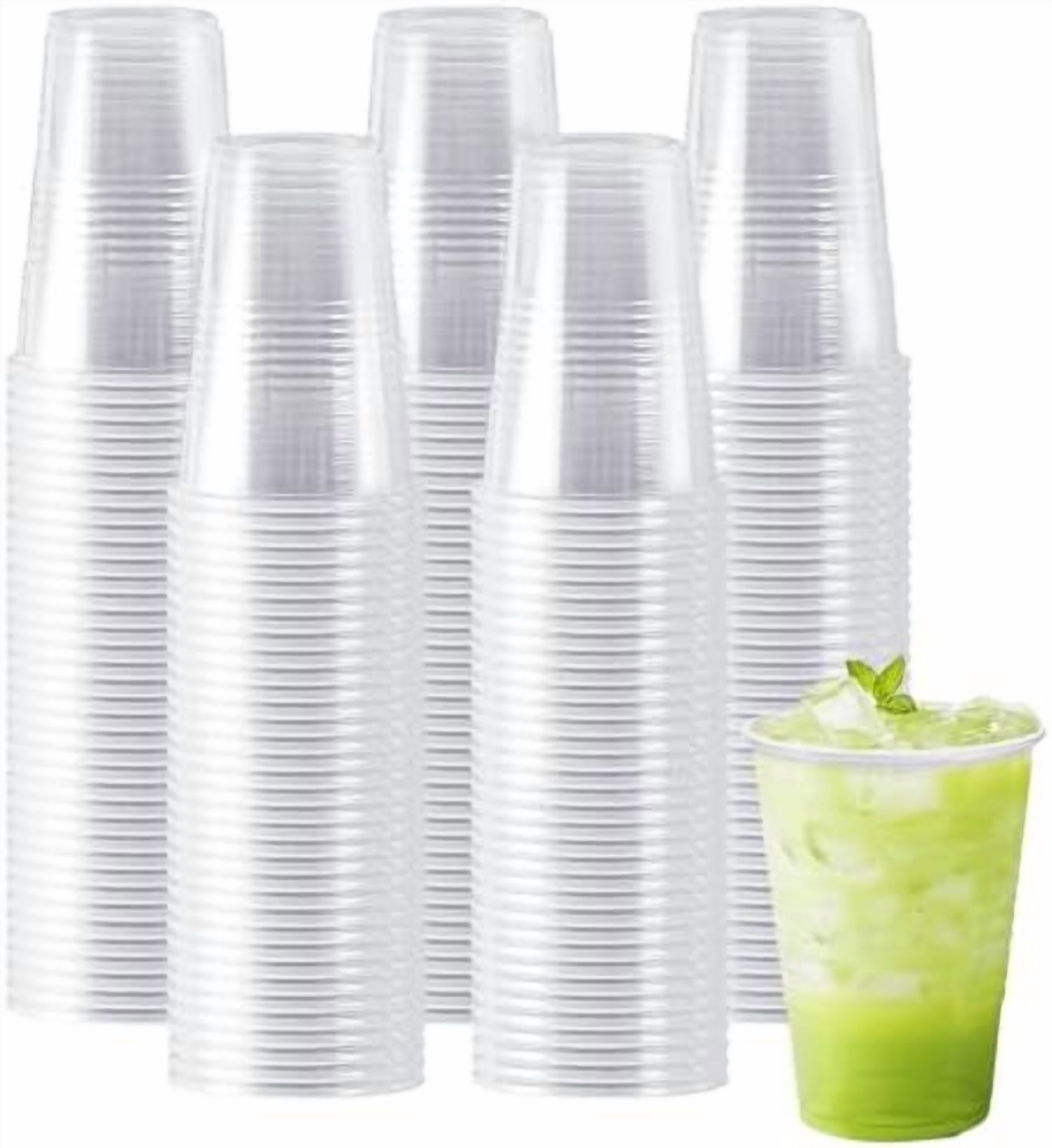 300 Pack 16 oz Clear Plastic Cups, 16 Ounce Disposable Cold Drinking ...
