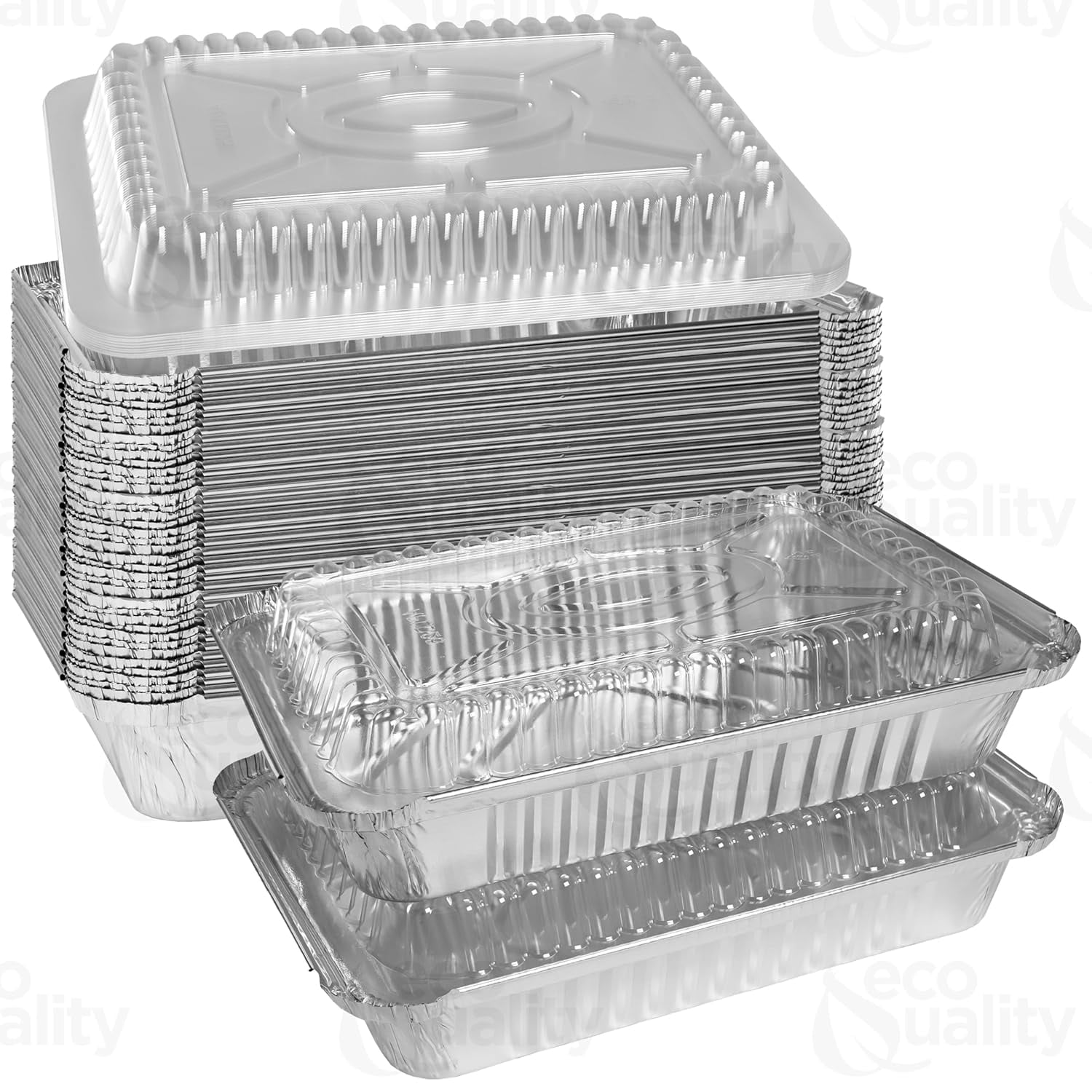 [300 Pack] 2.5LB Oblong Take Out Foil Baking Pans with Dome Lids ...