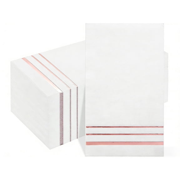 300 Pack 3-Ply Disposable Dinner Napkins, 15.7 x 13 in Large Paper Napkins with Foil Trim, Premium Soft & Thick Party Napkins for Wedding, Party, Restaurant & Events, Rose Gold