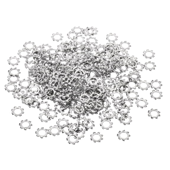 300 Pack 304 Stainless Steel External Tooth Lock Washers, M4 Star Locking Washers for Screw Bolt Mechanical Equipment Fasteners, Silver
