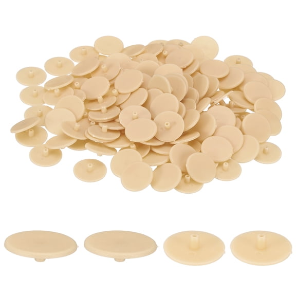 300 Pack 3x17.5mm Plastic Hole Plugs, Round Screw Cap Cover, Panel Drill Hole Plugs for Furniture Cabinet Cupboard Shelves Fencing Post Pipe Insert End Caps, Light Yellow