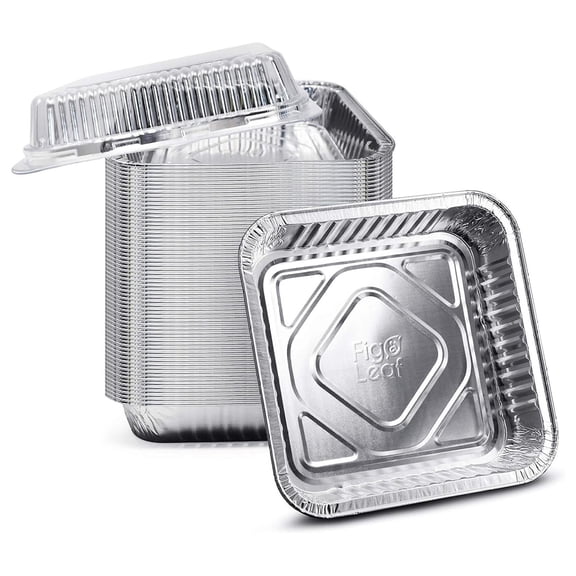 (300 Pack) 8 x 8 Square Baking Cake Pans with Plastic Dome Lids | Heavy Duty l Disposable Aluminum Tins l Portable Food Containers l Perfect for Roasting Oven Toaster Cooking