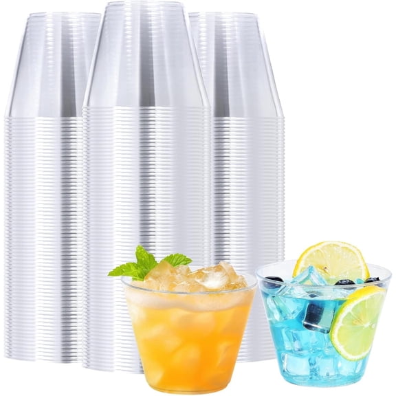 300 Pack 9 oz Clear Disposable Plastic Cups, Clear Plastic Cups Tumblers Cocktail Glasses, Disposable For Holiday, Wedding, Party