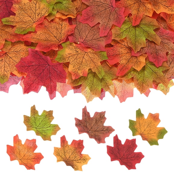 300-Pack Artificial Maple Leaves, Fake Fall Leaves Faux Autumn Leaves for Thanksgiving/Wedding/Party[8cm, Mixed 6 Colors]