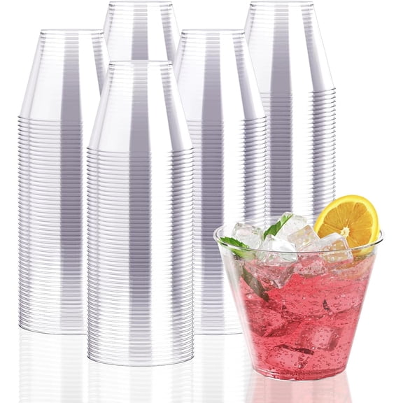 300 Pack Clear Plastic Cups 9 OZ Disposable Heavy-duty Drinking Cups for Christmas, Wedding, Home and Events