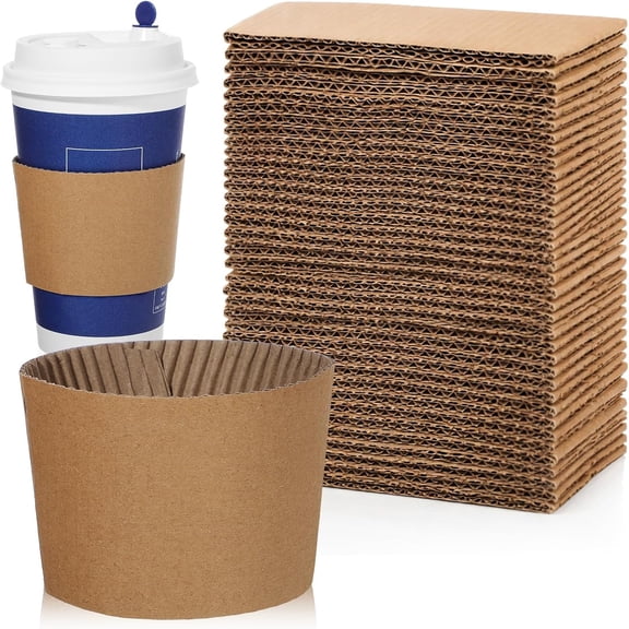 300 Pack Coffee Sleeves Premium Corrugated Cup Sleeves for Cold Drinks and Hot Beverages Disposable Paper Cup Jackets fit 10-24 Oz Sizes for Cafe, Office, Restaurant, Home Use