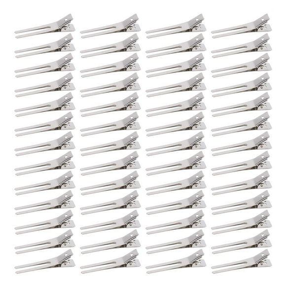 300 Pack Double Prong Clips, Hairdressing Curl Setting Section Hair Clips, 1.8'' Metal Clips for Hair Salon, Barber, DIY, Styling