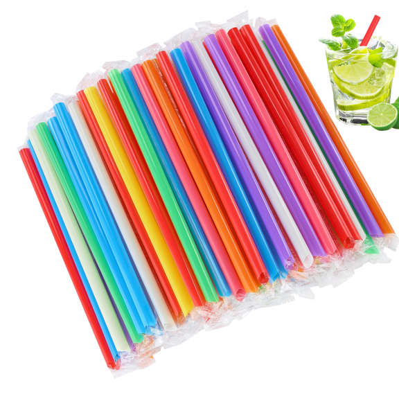 300 Pack Jumbo Boba Straws, 9.05" x 0.43" Wide Straws Individually Wrapped, BPA-Free Plastic Smoothie Straws for Milkshake, Slushie & Bubble Tea