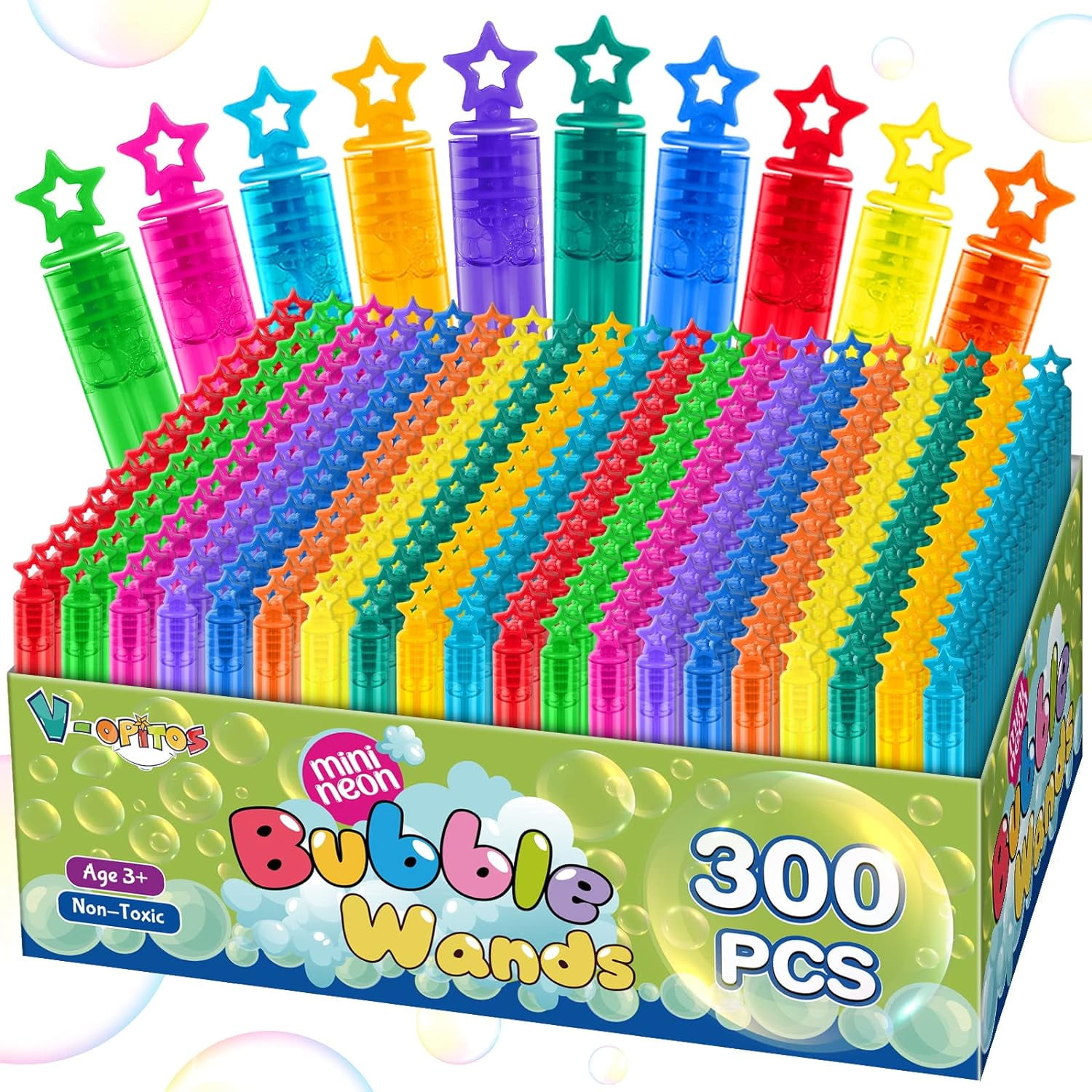 30 Pack Mn Bubble Wands(6 Style, 6 Colors), Bulk Bubble Party Favors