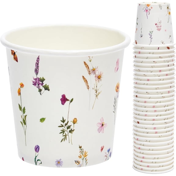 300 Pack Paper Bathroom Cups 3oz Disposable, Elegant Design Floral Small Mouthwash, Hot/Cold Beverage Coffee, Dessert Available for Birthday Parties, Home-use, Picnics, Ceremonies Any Events