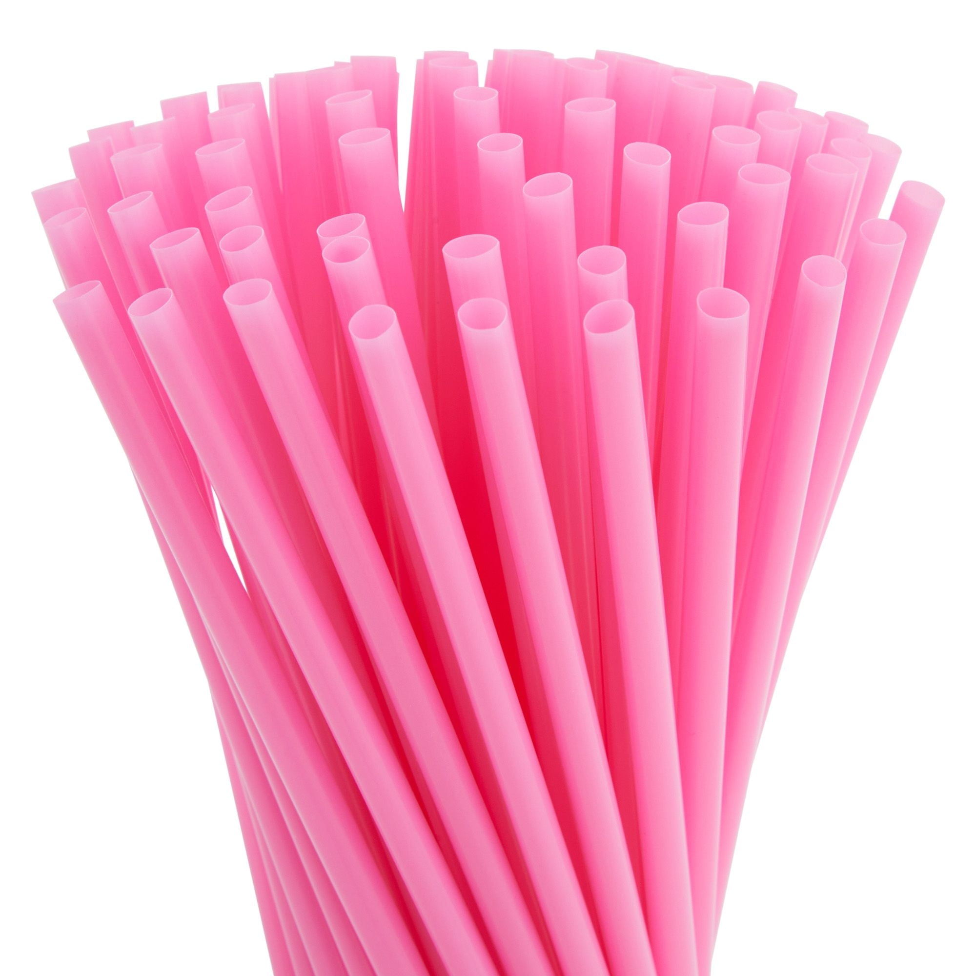 300 Count Plastic Pink Disposable Drinking Straws for Baby Showers,  Birthdays, Extra Long Size (10 In)