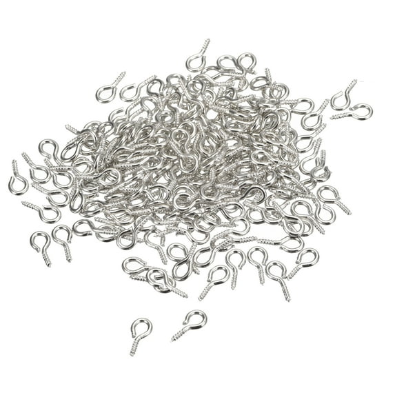 300 Pack Small Screw Eye Hooks Mini Eyelets Screws, 4x8x1mm, Bright Silver