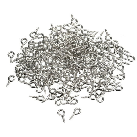 300 Pack Small Screw Eye Hooks Mini Eyelets Screws, 5x10x1.2mm, Bright Silver