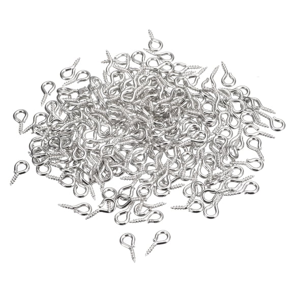300 Pack Small Screw Eye Hooks Mini Eyelets Screws, 5x10x1.2mm, Silver White
